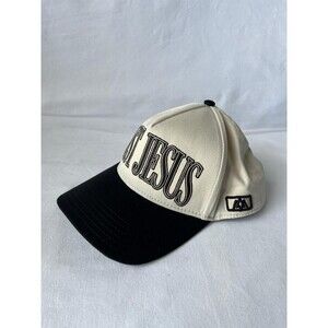 Malta Apparel Just Jesus Snapback Hat Cream Black Adjustable Christian Cap